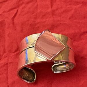 Silver and Pink Geometric Cuff Bracelet